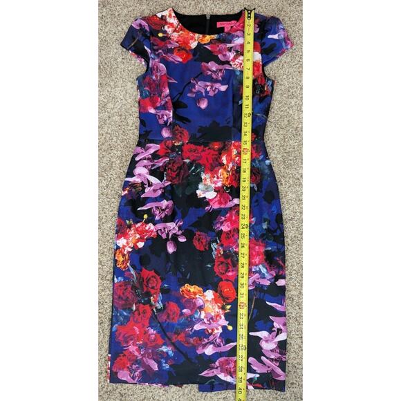 Betsey Johnson Women's Short Sleeve Stretch Dress Colorful Floral Print Size 4 - Picture 5 of 11